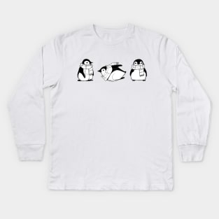 Winter Penguins with scarves Kids Long Sleeve T-Shirt